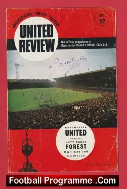 Manchester United v Nottingham Forest 1968 – Signed Sir Matt Busby