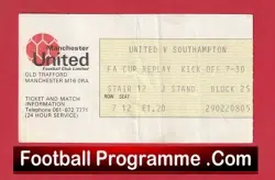 Manchester United v Southampton 1977 – Ticket FA Cup Replay