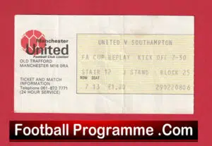 Manchester United v Southampton 1977 – Ticket FA Cup Replay