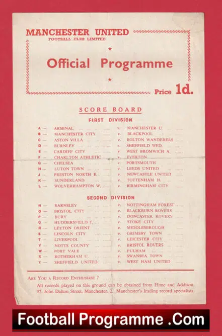Manchester United v The Rest 1956 – Busby Babes RARE