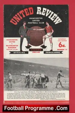 Manchester United v Wolves 1964 - Man Utd - football programme