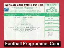 Oldham Athletic v Manchester United 1995 – Match Ticket