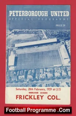 Peterborough United v Frickley Colliery1959 - Midland League - football programme