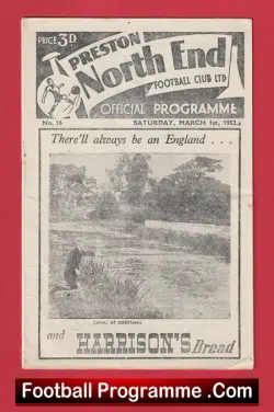Preston North End v Manchester United 1952 - Man Utd Programme - football programme