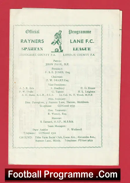 Rayners Lane v Molesey 1965 - Spartan League - Image 2