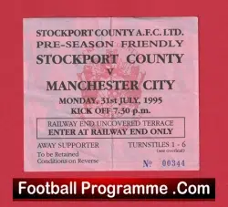 Stockport County v Manchester City 1995 – Friendly Match Football Ticket