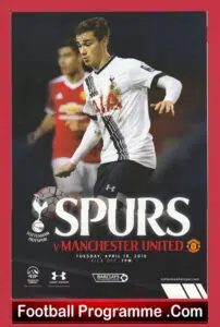 Tottenham Hotspur v Manchester United 2016 – U21 Football Programme