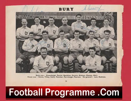 Bury Football Club Multi Autographed Signed Team Picture 1953 - Image 2