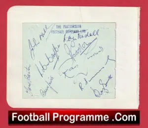 Portsmouth Football Club Multi Autographed Signed Sheet 1963 64