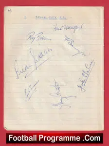 Stoke City Football Club Multi Autographed Signed Sheet 1951