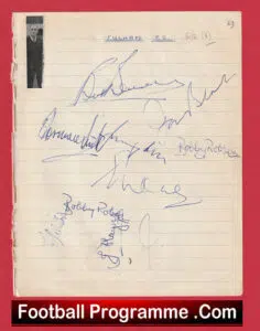 Fulham Football Club Multi Autographed Signed Sheet 1951