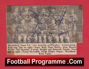 Shrewsbury Town Football Club Multi Autographed Signed Team Picture 1965
