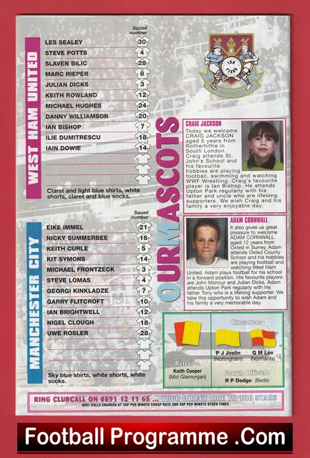 West Ham United v Manchester City 1996 - Image 3