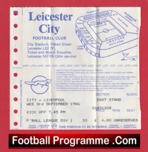 Leicester City v Manchester United 1986 – Football Ticket
