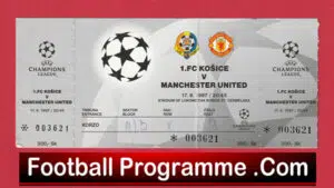 Kosice FC v Manchester United 1997 – Full Ticket Czechoslovakia