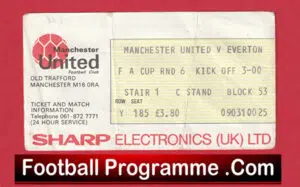 Manchester United v Everton 1983 – FA Cup Football Ticket