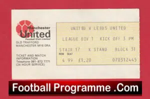 Manchester United v Leeds United 1977 – Football Ticket
