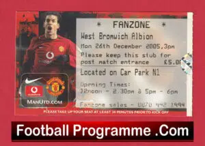 Manchester United v West Bromwich Albion 2005 – Ticket