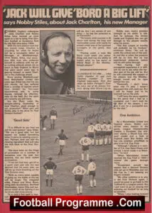 Manchester United Nobby Stiles Autograph Signed Man United 60s