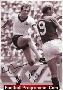 Manchester United Bobby Charlton + Franz Beckenbaur Autographed Signed