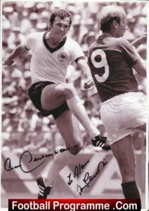 Manchester United Bobby Charlton + Franz Beckenbaur Autographed Signed