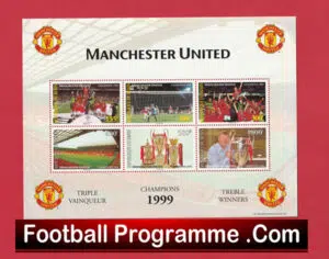 Manchester United Treble Champions 1999 Set Of Stamps
