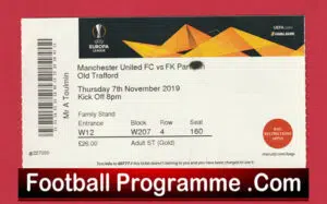 Manchester United v FK Partizan 2019 – Match Ticket