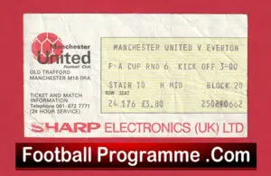 Manchester United v Everton 1976 – Football Ticket FA Cup