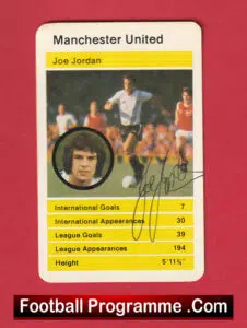 Manchester United Joe Jordan Autograph Signed Football Card Man Utd