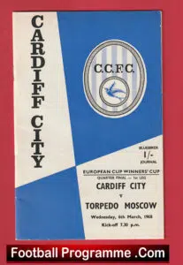 Cardiff City v Torpedo Moscow 1968 – ECWC Quarter Final