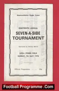 Rugby Sevens – 7’s – Seven A Side – Monmouthshire 1978