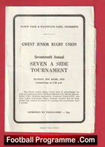 Rugby Sevens – 7’s – Seven A Side – Gwent Junior 1978