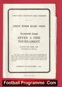 Rugby Sevens – 7’s – Seven A Side – Gwent Junior 1978