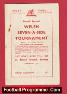 Rugby Sevens – 7’s – Seven A Side – Swansea 1957