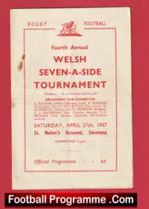 Rugby Sevens – 7’s – Seven A Side – Swansea 1957