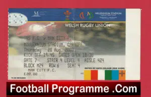 TNS v Manchester City 2003 – at Millennium Stadium Wales Ticket