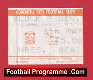Coventry City v Liverpool 1985 – Football Ticket