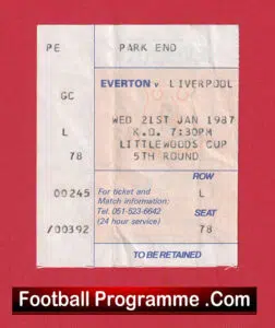 Everton v Liverpool 1987 – Football Ticket