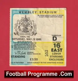 Manchester City v Tottenham 1981 – FA Cup Final Ticket