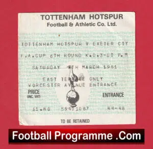 Tottenham Hotspur v Exeter City 1981 – Football Ticket