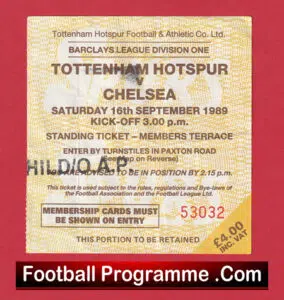 Tottenham Hotspur v Chelsea 1989 – Football Ticket
