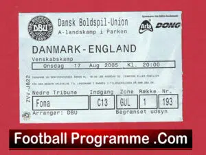 Denmark v England 2005 – Football Ticket