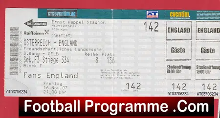 Austria v England 2007 - Football Ticket - Image 2