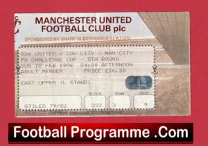 Manchester United v Manchester City 1996 – FA Cup Match Ticket