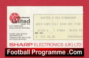 Manchester United v PSV Eindhoven 1984 – UEFA Cup Ticket