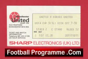 Manchester United v Dundee United 1984 – Football Ticket