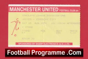 Manchester United v Coventry City 1990 – Football Ticket