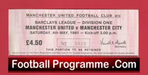 Manchester United v Manchester City 1991 – Ticket