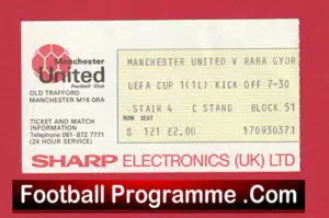 Manchester United v Raba Vasa Eto Gyor 1984 – UEFA Football Ticket