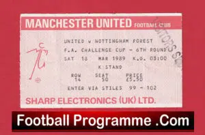 Manchester United v Nottingham Forest 1989 – FA Cup Ticket